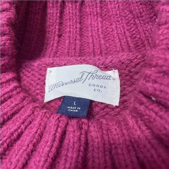 UNIVERSAL THREAD Crop Sweater Women Magenta Knit Mock Neck Gran Fair Isle L Geo - Picture 12 of 16